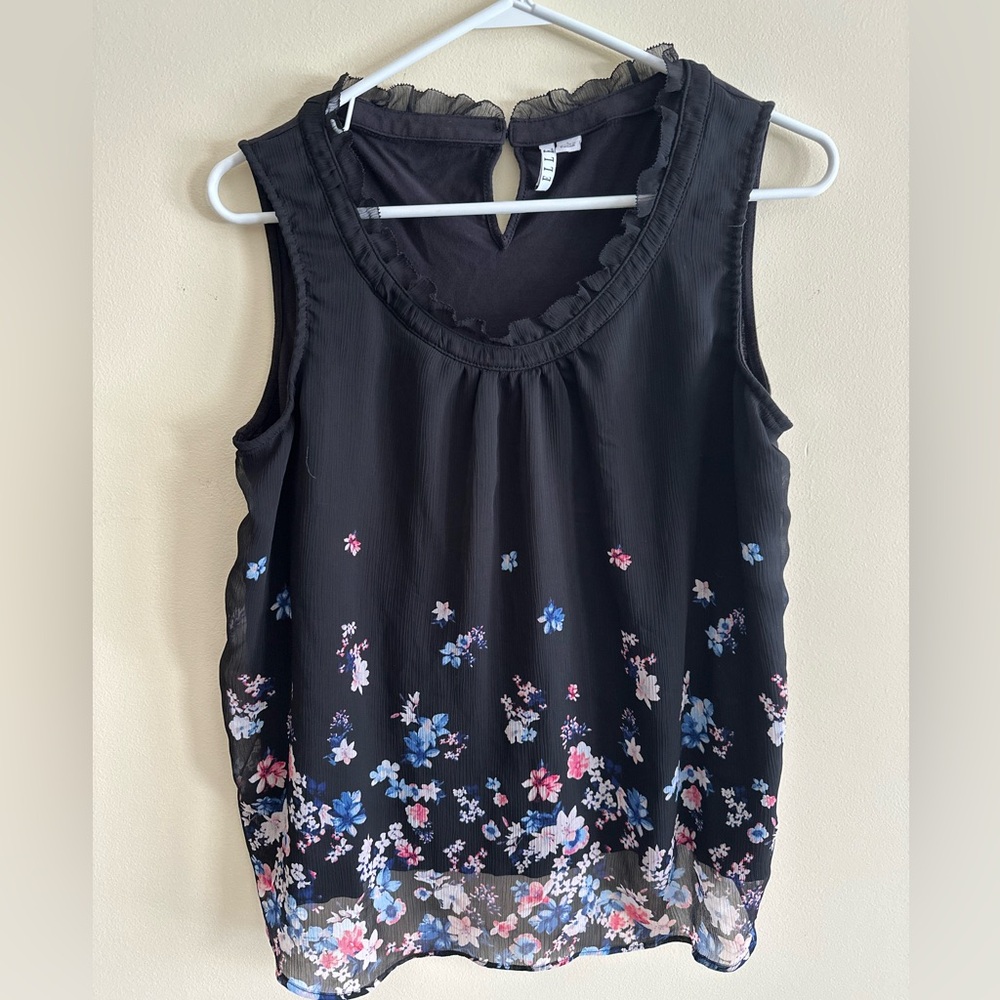 Elle Floral Black Sleeveless Top